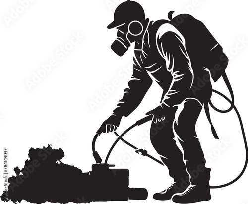 FumeForce Vector Emblem Symbol PestPioneer Fumigating Man Symbol Vector