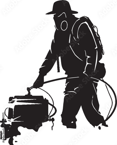 FumigateFury Pest Control Symbol Vector PestPatrol Fumigating Man Emblematic Design