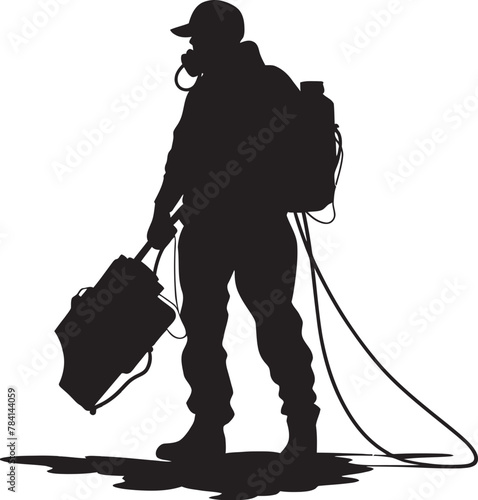 FumigateForce Vector Emblem Icon PestPatrol Fumigating Man Emblem Symbol