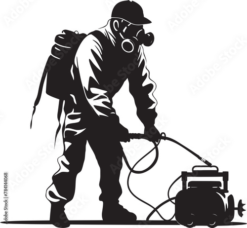 BugBlast Fumigating Man Icon Vector PestPurge Pest Control Symbol Design
