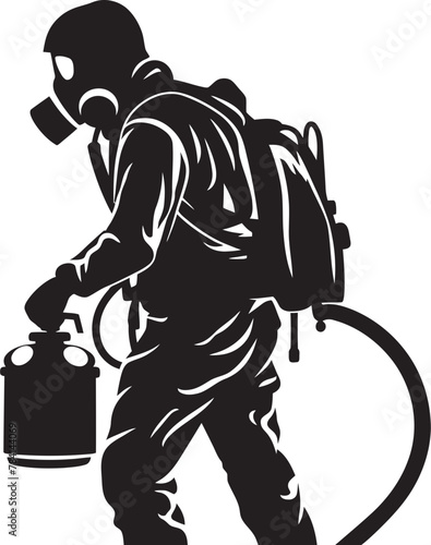 FumigateForce Vector Emblem Design PestPioneer Fumigating Man Emblematic Icon