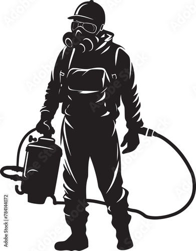 PestPatrol Vector Emblem Symbol BugBlast Fumigating Man Icon Vector