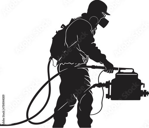 PestPurge Vector Emblem Design FumeGuard Fumigating Man Symbol Emblem