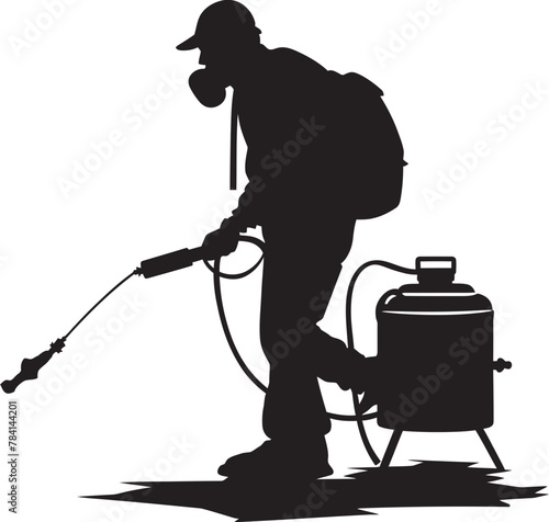 Fume Fighter Fumigating Man Symbol Toxin Terminator Pest Control Emblem