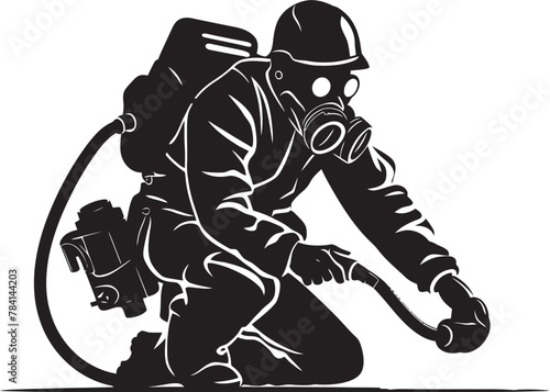 Bug Banisher Vector Logo Design Fume Fighter Fumigating Man Symbol