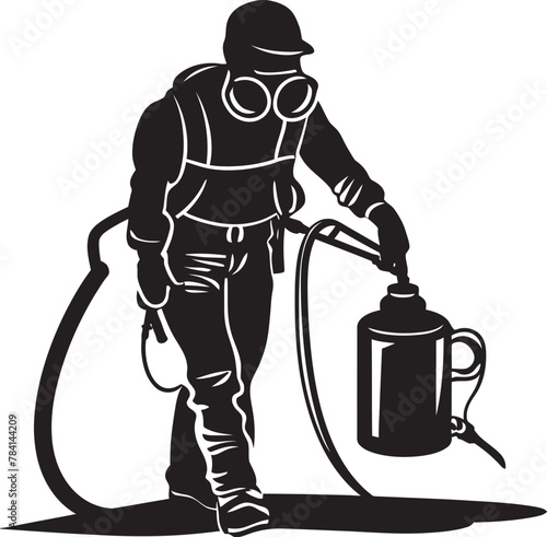 Pest Purifier Fumigating Man Emblem Design Pest Patrol Vector Logo Icon