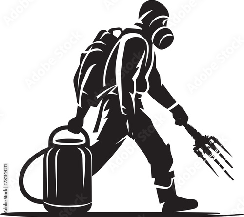 Pest Predator Pest Control Logo Vector Fume Guardian Fumigating Man Icon