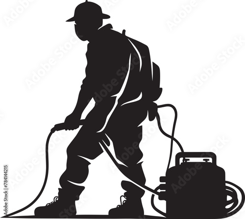 Infestation Investigator Fumigating Man Emblem Chemical Crusader Pest Control Symbol