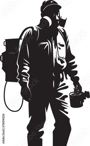 Pest Purge Fumigating Man Logo Bug Buster Vector Icon Design