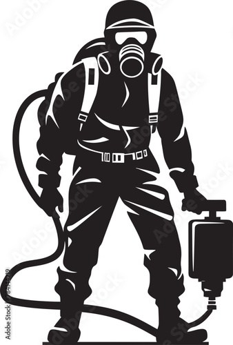 Pest Power Fumigating Man Emblem Design Pest Pioneer Pest Control Icon Vector