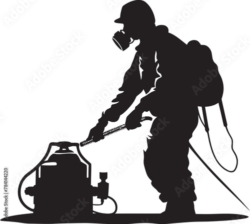 Fume Guardian Fumigating Man Icon Pest Purifier Fumigating Man Emblem Design