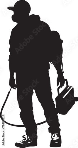 Toxin Tamer Fumigating Man Logo Vector Pest Protector Fumigating Man Emblem Icon