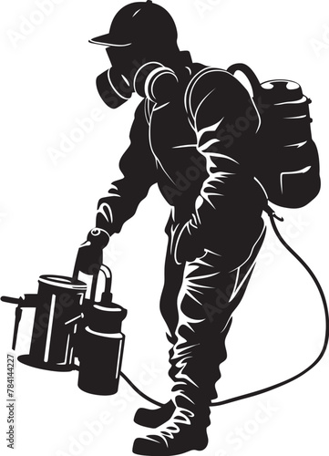 Bug Blaster Pest Control Symbol Vector Pest Power Fumigating Man Emblem Design