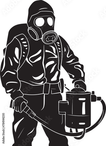 Pest Patrol Vector Logo Icon Pest Pursuer Fumigating Man Emblem Symbol