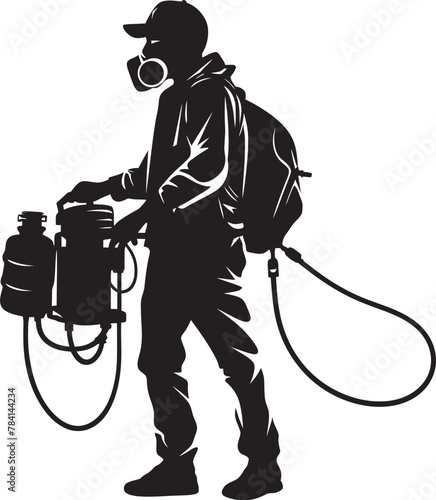 Pest Pursuer Fumigating Man Emblem Symbol Pest Punisher Pest Control Icon Design