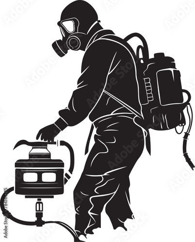 Pest Prowess Vector Emblem Logo Bug Buster Fumigating Man Iconic Design