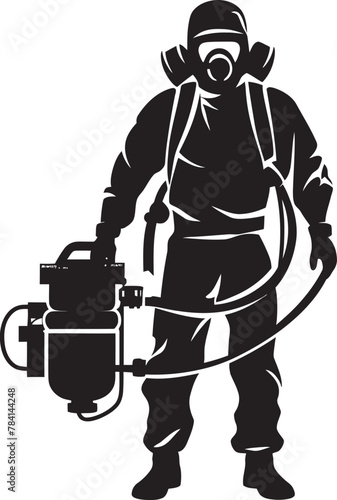 Pest Patrol Vector Emblem Symbol Pest Pursuit Fumigating Man Symbol Vector