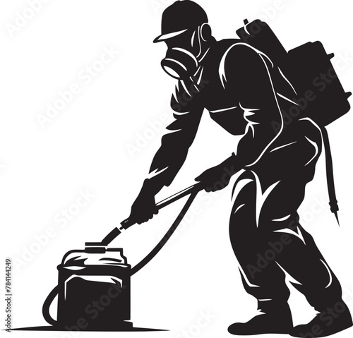 Fume Force Fumigating Man Emblematic Design Pest Patrol Vector Emblem Symbol