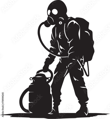 Pest Paladin Vector Emblem Icon Pest Purge Fumigating Man Emblem Logo