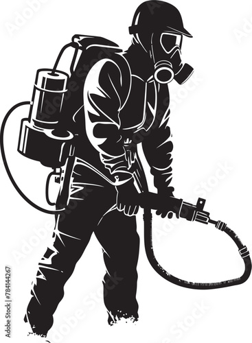 Bug Buster Fumigating Man Icon Vector Pest Patrol Pest Control Emblem Design
