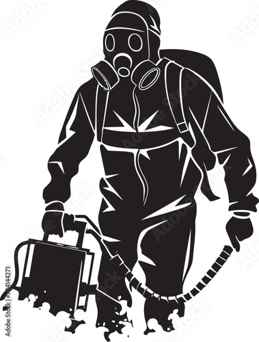 Fume Force Vector Emblem Logo Pest Purger Fumigating Man Emblematic Icon