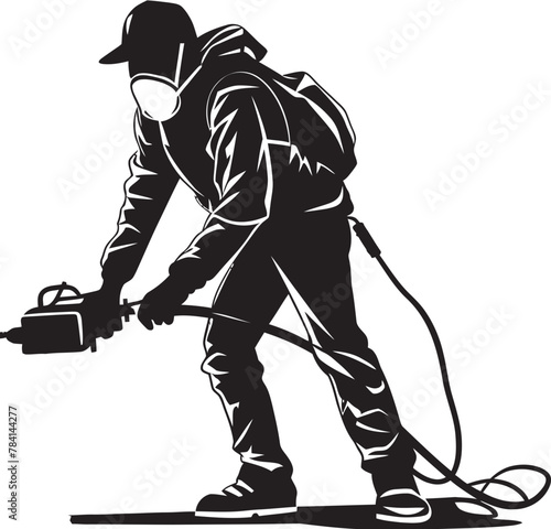 Pest Patrol Vector Emblem Icon Pest Pursuit Fumigating Man Symbol Design