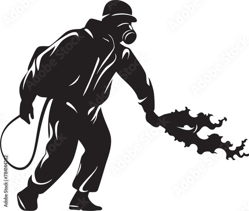 Bug Blaster Vector Emblem Symbol Pest Paladin Fumigating Man Iconic Emblem