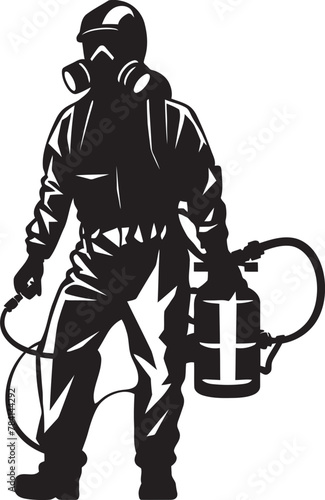Pest Pursuer Vector Emblem Symbol Fume Force Fumigating Man Icon Design