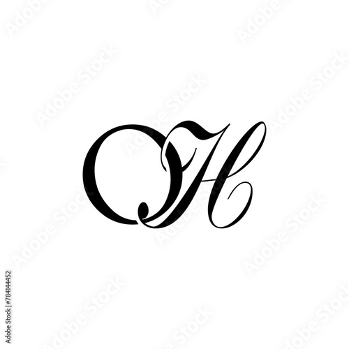 Initial Mixed Letter Logo. Logotype design. Simple Luxury Black Flat Vector OH