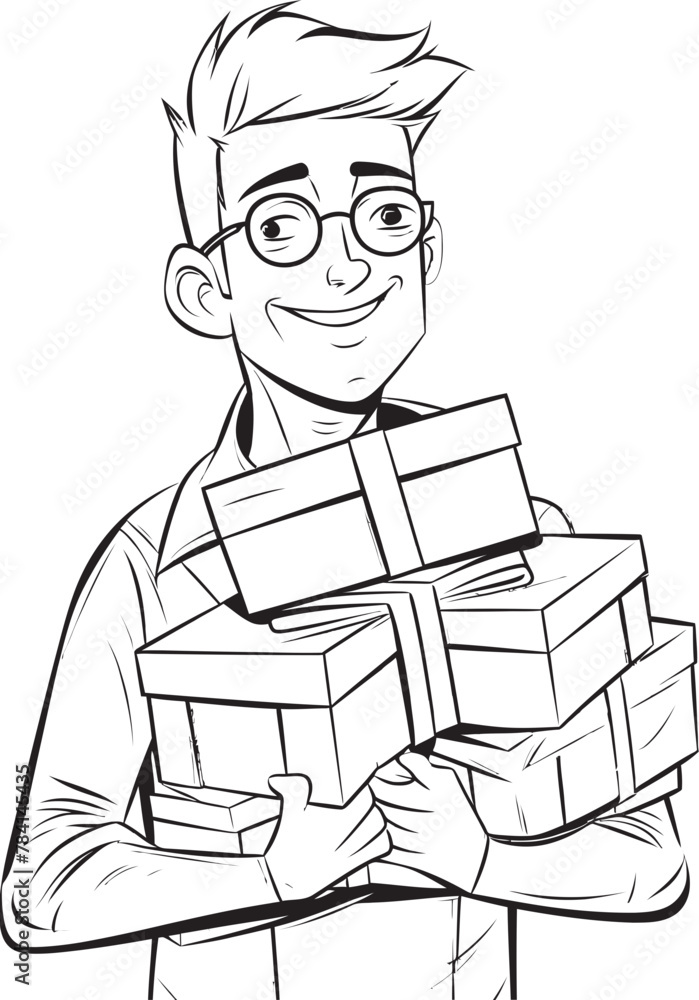 Parcel Prodigy Present Stack Icon Design Box Brigade Man with Presents Emblematic Icon Parcel Prodigy Present Stack Icon Design Box Brigade Man with Presents Emblematic Icon