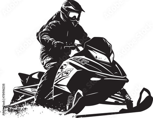 Frost Trekker Man on Snowmobile Icon Design Powder Pro Snowmobile Symbol Emblematic Design