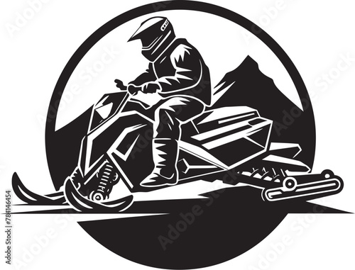 Snow Stormer Snowmobile Emblematic Symbol Ice Drifter Vector Snowmobile Iconic Emblem