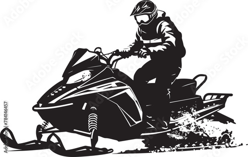 Ice Drifter Vector Snowmobile Iconic Emblem Blizzard Blaster Man on Snowmobile Logo Emblem