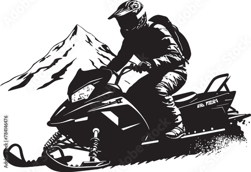 Snow Stormer Snowmobile Emblematic Symbol Frost Trekker Vector Snowmobile Iconic Emblem