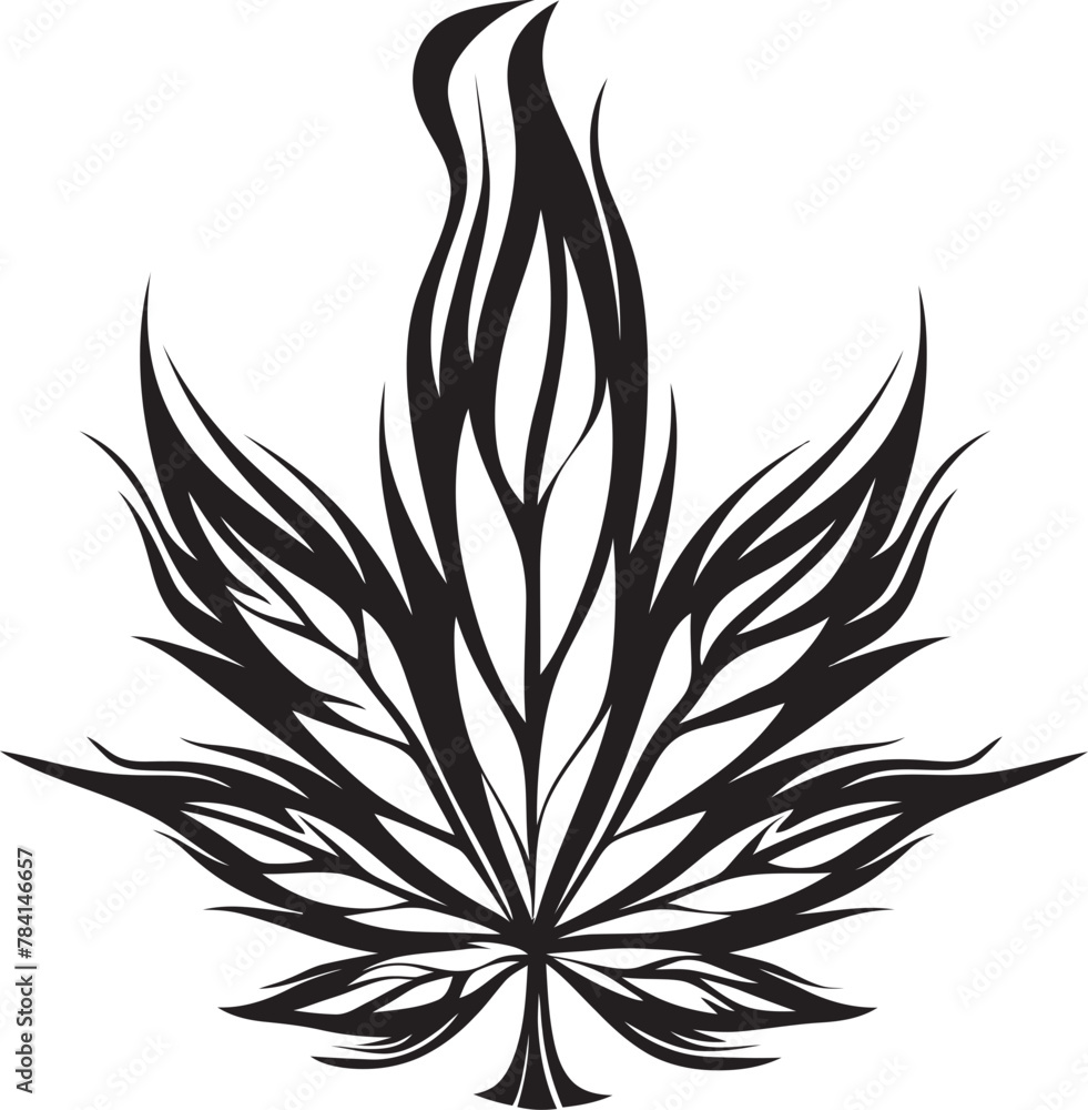 Ganja Genesis Herbal Icon Symbol Chronic Charm Vector Marijuana Leaf Emblematic Design