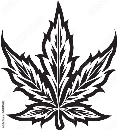 Ganja Genesis Cannabis Logo Emblem Mary Jane Majesty Herbal Emblematic Icon