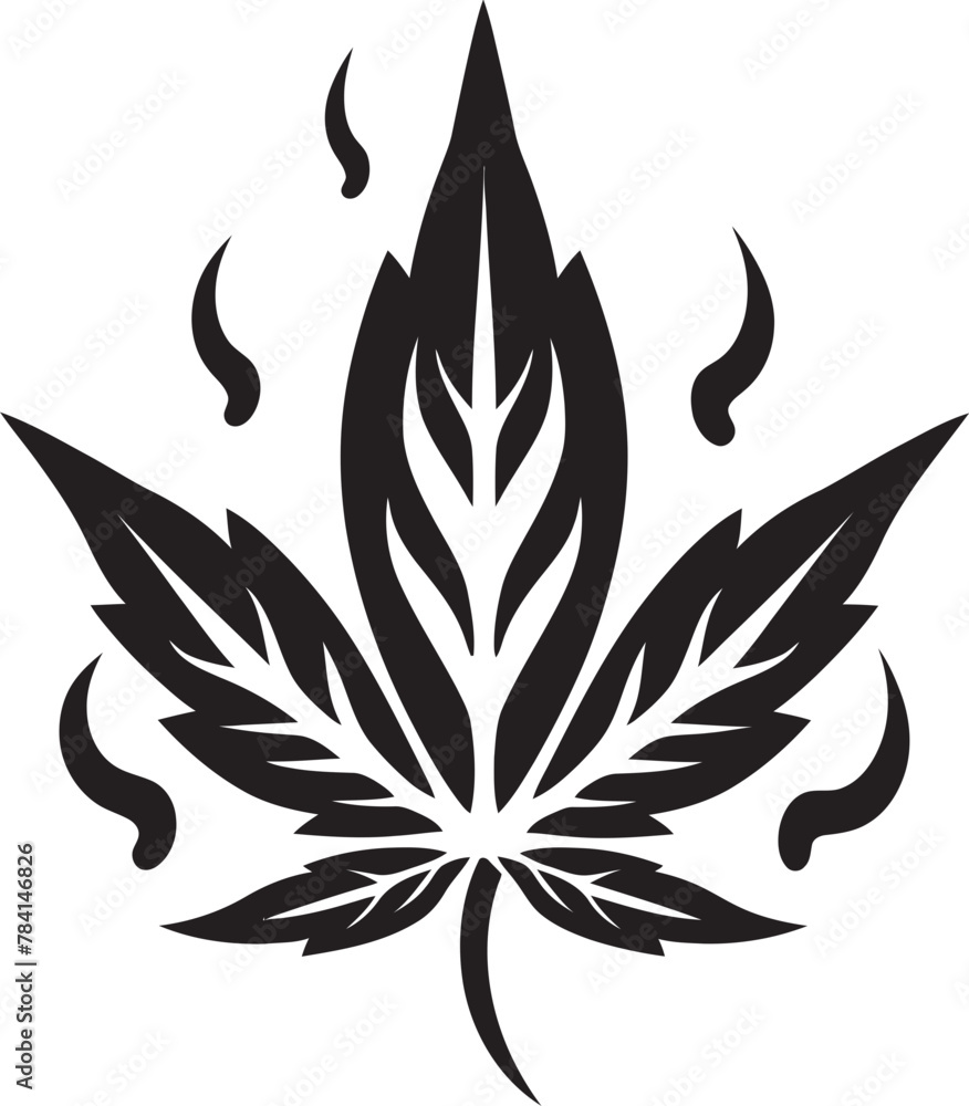 Green Gem Vector Marijuana Leaf Emblematic Symbol Tranquil Twist Cannabis Emblematic Icon