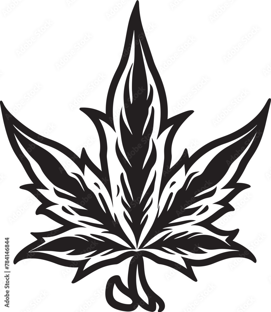 Serene Herb Leaf Vector Iconic Design Evergreen Elixir Cannabis Emblematic Symbol