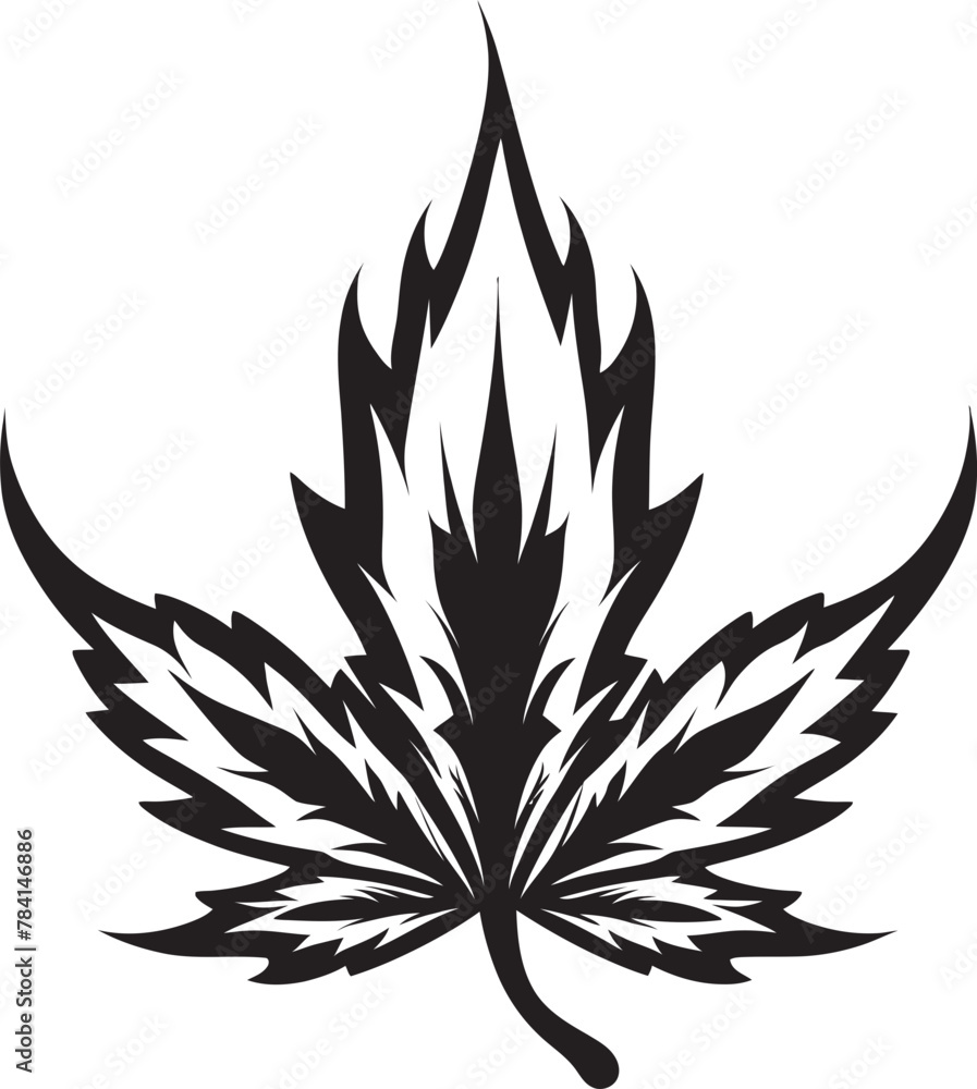 Serene Herb Cannabis Emblematic Design Evergreen Elixir Leaf Vector Icon Serene Herb Cannabis Emblematic Design Evergreen Elixir Leaf Vector Icon