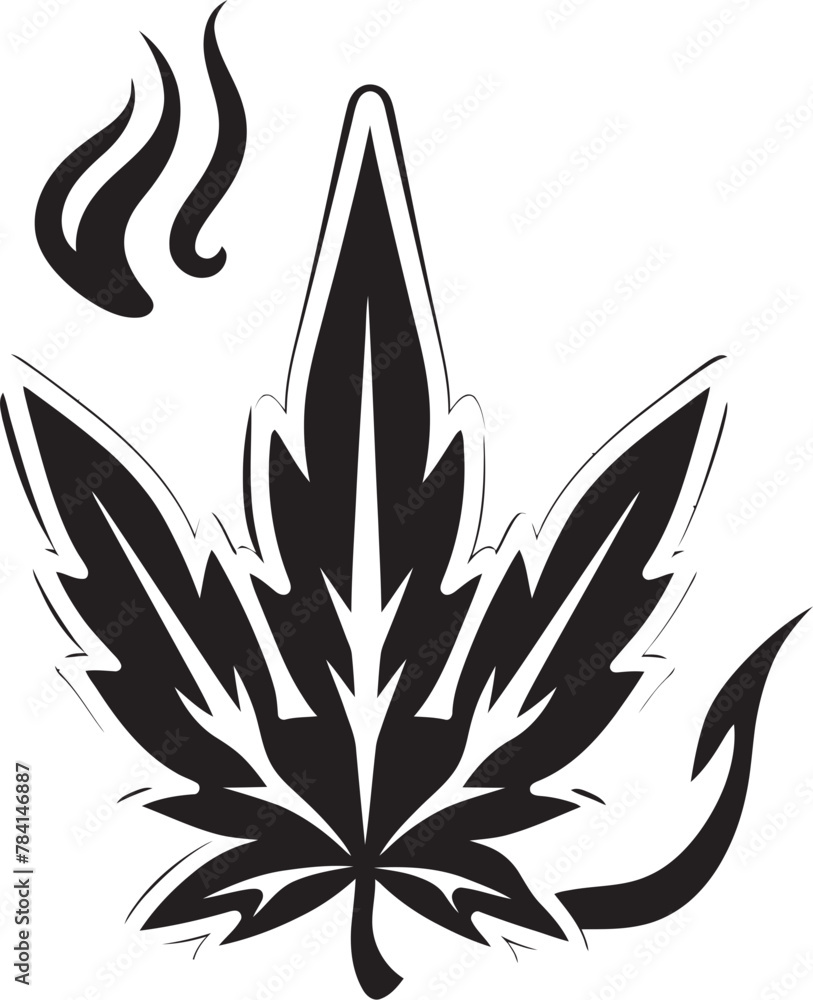 Blissful Botanicals Vector Cannabis Leaf Emblem Serene Herb Cannabis Iconic Design
