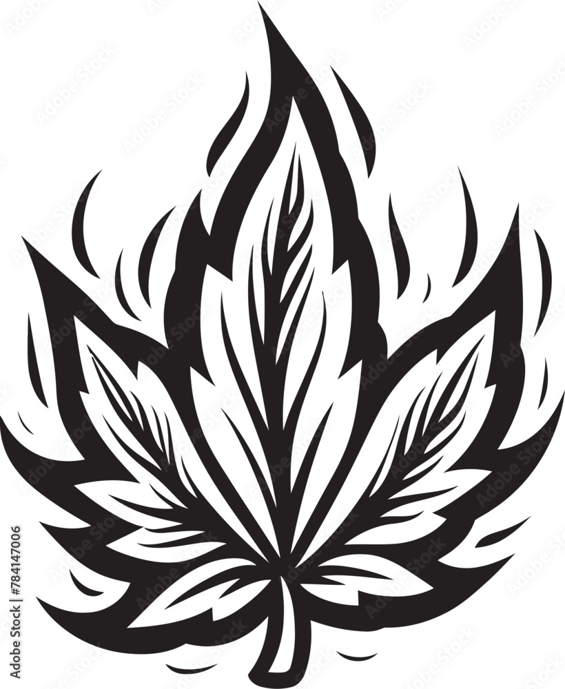 Evergreen Elixir Marijuana Emblematic Design Peaceful Potency Vector Cannabis Leaf Emblem