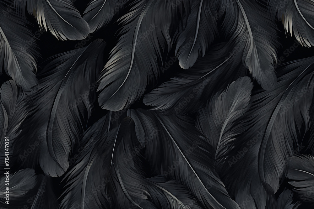 Obraz premium Dark feathers illustration pattern_black feathers pattern_black feathers art