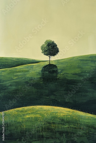 Embracing the essence of existence  a lone tree stands in serene beauty  embodying life s profound simplicity.