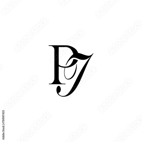 Initial Mixed Letter Logo. Logotype design. Simple Luxury Black Flat Vector PI