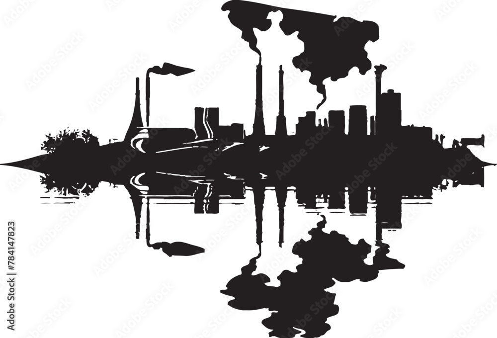 Obraz premium Contaminated Currents River Pollution Icon Murky Mist Vector Emblematic Design