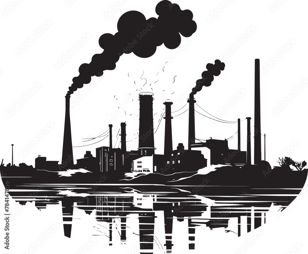 Eco Hazard River Water and Air Pollution Symbol Toxic Tide Vector Logo Design