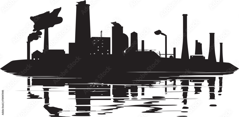 Toxic Tide Vector Logo Design Contaminated Currents River Pollution Icon