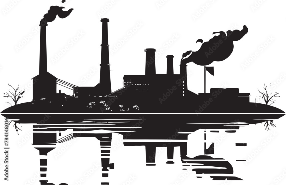 PollutedCurrents Vector Logo Design SmoggyStrait River Water and Air Pollution Emblem PollutedCurrents Vector Logo Design SmoggyStrait River Water and Air Pollution Emblem
