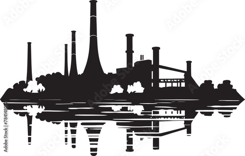 HazyHabitat River Water and Air Pollution Emblematic Symbol MurkyMist Pollution Vector Logo