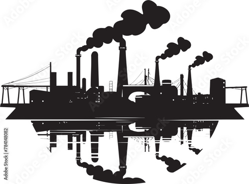 SmogStream Water and Air Pollution Icon Design PollutedPlume Vector Pollution Emblematic Icon